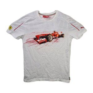 Puma Ferrari White Graphic Tee Men’s F1 T-Shirt Motorsport Size M